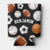 品揃えスポーツプレーヤー名前をカスタムするブラック 缶クーラー (正面)