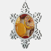 品揃えドーナツ スノーフレークピューターオーナメント (右)