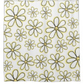 品揃え大きな白い黄色のデイジーフローラ シャワーカーテン (正面)