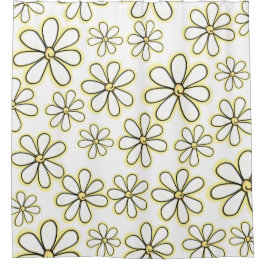 品揃え大きな白い黄色のデイジーフローラ シャワーカーテン