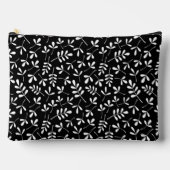 品揃え葉のパターン白（黒） アクセサリーポーチ (正面)