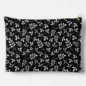 品揃え葉のパターン白（黒） アクセサリーポーチ (裏面)