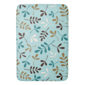 品揃え葉ティール(緑がかった色)クリーム金ゴールドブラウンPtn バスマット (正面縦)