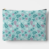 品揃え離れパターンティール（緑がかった色）ピンク白 アクセサリーポーチ (正面)