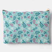 品揃え離れパターンティール（緑がかった色）ピンク白 アクセサリーポーチ (裏面)