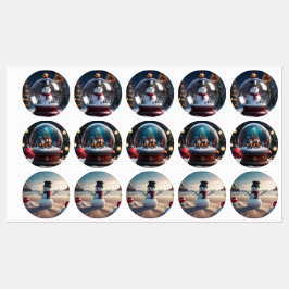 品揃え雪だるまシール ラベル