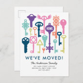 品揃モダンえヴィンテージ鍵引っ越しました移動 案内ポストカード (正面/裏面)