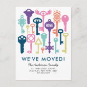 品揃モダンえヴィンテージ鍵引っ越しました移動 案内ポストカード (正面)