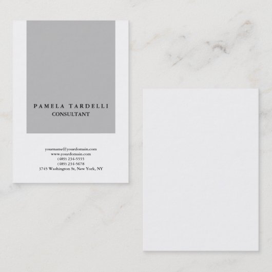 品質グレーと白のユニークモダントレンディー 名刺 (正面/裏面)