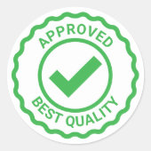 品質チェックマーク付き緑の承認シール ラウンドシール (正面)