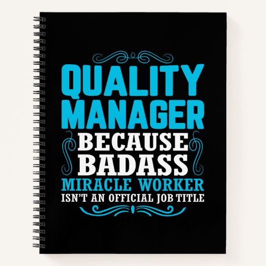 品質マネージャおもしろい、品質マネージャ引用文 ノートブック (正面)