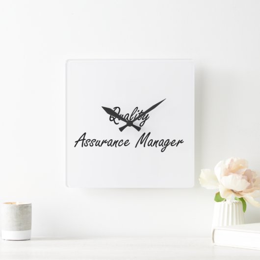 品質保証のマネージャーの芸術的な仕事デザイン スクエア壁時計 (ホーム)