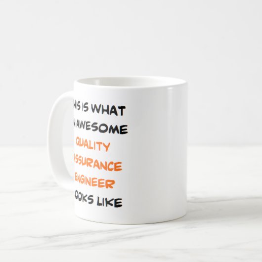品質保証エンジニア素晴らし、 コーヒーマグカップ (正面左)