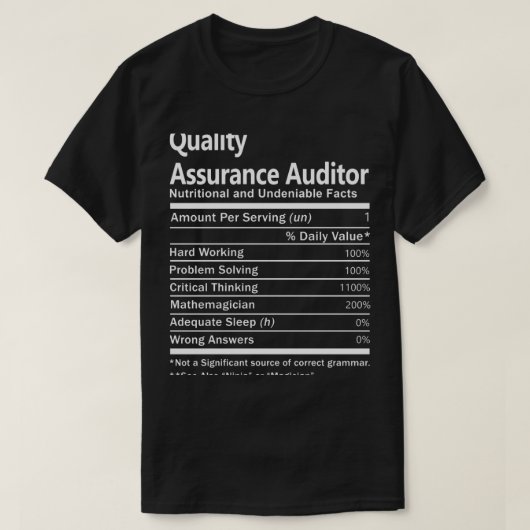 品質保証AuditorT – 栄養因子ジョブ Tシャツ (デザイン正面)