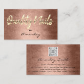 品質爪、 ネイルQRコードロゴバラ金ゴールド 名刺 (正面/裏面)