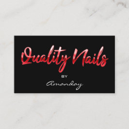 品質爪、 ネイルQRコードロゴブラックレッドスクリプト 名刺