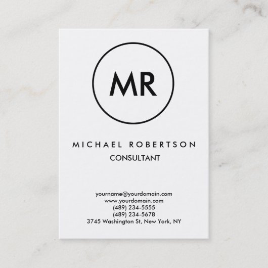 品質白黒スタンプモノグラムユニーク 名刺 (正面)