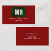 品質緑の赤モノグラムユニーク 名刺 (正面/裏面)