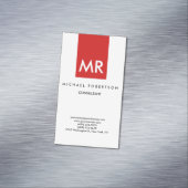 品質赤白色モノグラムエレガントユニーク マグネット名刺 (インサイチュ)