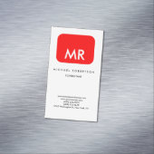 品質赤白色モノグラムエレガントユニーク マグネット名刺 (インサイチュ)