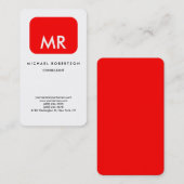 品質赤白色モノグラムエレガントユニーク 名刺 (正面/裏面)