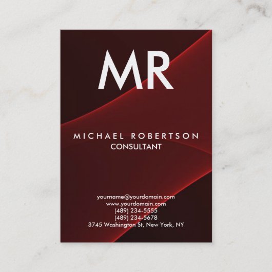 品質赤茶色モノグラモダンムユニーク 名刺 (正面)