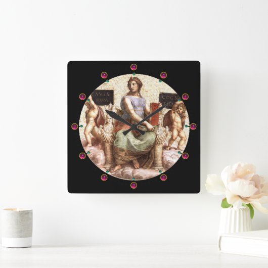 哲学の寓意 スクエア壁時計 (ホーム)