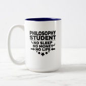 哲学学生No sleep No Money No Life ツートーンマグカップ (左)