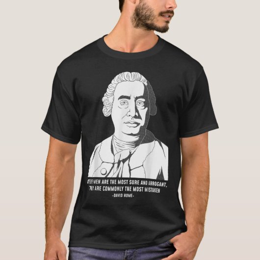 哲学引用文懐疑論者デヴィッド・ヒューム Tシャツ (正面)