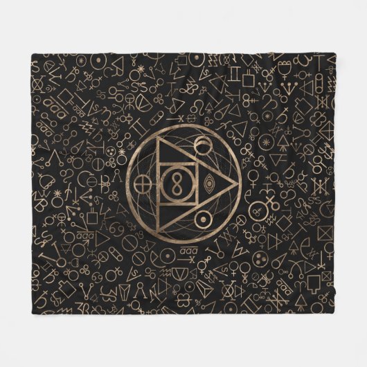 哲学者の石造りの記号のAlchemicalパターン2 フリースブランケット (正面(横))
