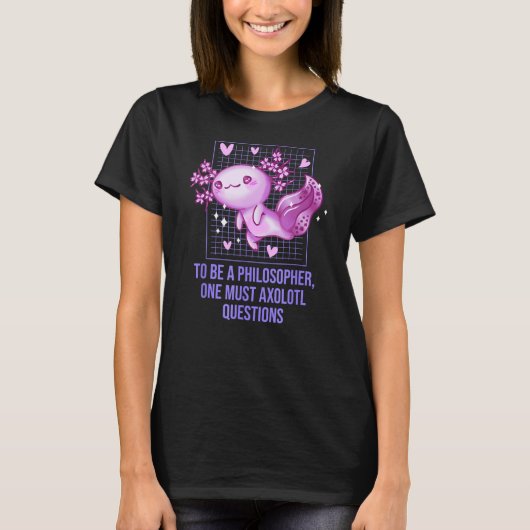 哲学者はAxolotl質問Salamander Hum Tシャツ (正面)