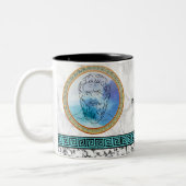 哲学者プ素晴らしラトンと引用文 ツートーンマグカップ (左)