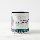 哲学者プ素晴らしラトンと引用文 ツートーンマグカップ (中央)