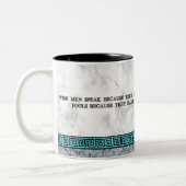 哲学者プ素晴らしラトンと引用文 ツートーンマグカップ (左)