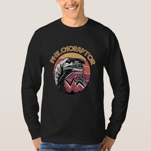 哲学者ラプトル ミーム - 哲学恐竜 Tシャツ (正面)