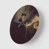 哲学者1635年(パネルの油) ラウンド壁時計 (傾斜)