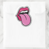 唇おもしろいはピンク。口は舌を出す。アーポップ・アートのト ラウンドシール (バッグ)