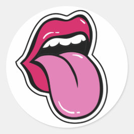 唇おもしろいはピンク。口は舌を出す。アーポップ・アートのト ラウンドシール
