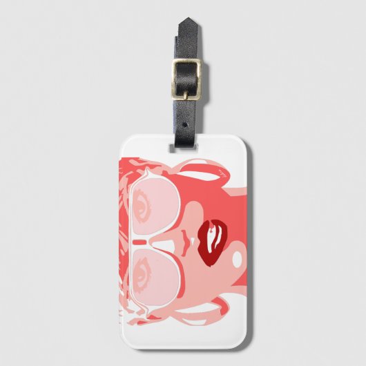 唇かわいらしを噛む女ポップ・アートの性 ラゲッジタグ (正面縦)