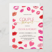 唇とハートカップルのシャワー招待状 シーズンカード (正面/裏面)
