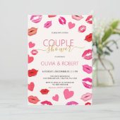 唇とハートカップルのシャワー招待状 シーズンカード (スタンド正面)