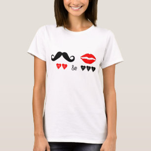 唇と口ひげの結婚プレゼント Tシャツ