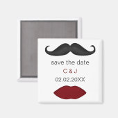 唇と口ひげモダンセーブザデートマグネット マグネット (正面/裏面)