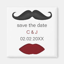 唇と口ひげモダンセーブザデートマグネット