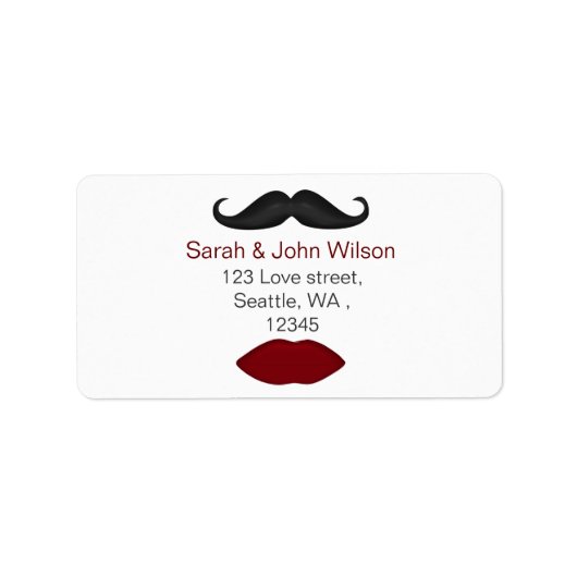 唇と口ひげ差出人住所ラベル ラベル (正面)