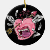 唇と翼がLに当たる愛ハート セラミックオーナメント (正面)