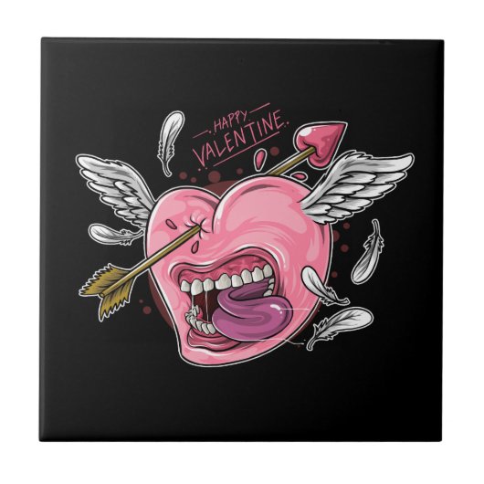 唇と翼がLに当たる愛ハート タイル (正面)