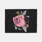 唇と翼がLに当たる愛ハート フリースブランケット (正面(横))