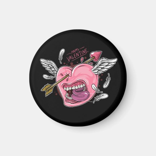 唇と翼がLに当たる愛ハート マグネット (正面)