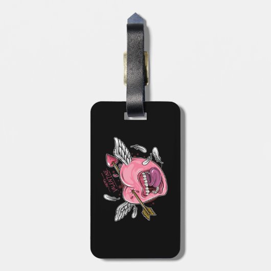 唇と翼がLに当たる愛ハート ラゲッジタグ (裏面縦)